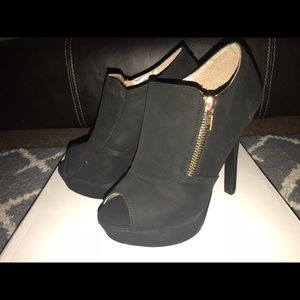 Suade Open Toe Heels